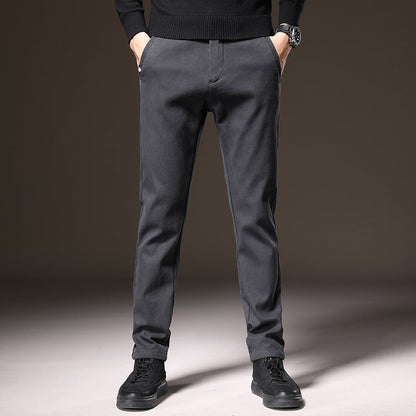 Easy-care black classic fit men's trousers, stretch fabric ensures comfort and a polished look.