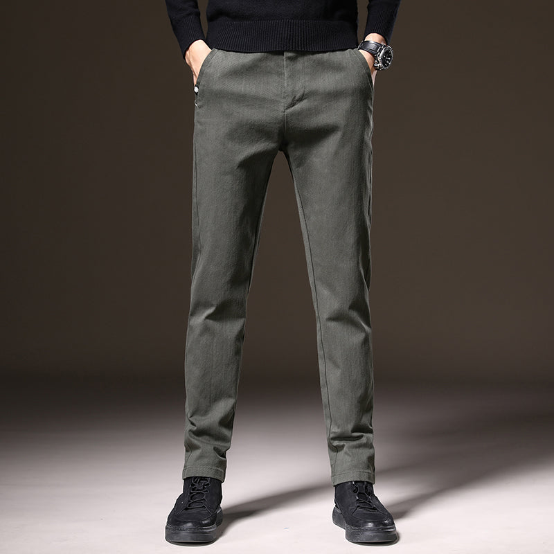 Tailored men's stretch pants in gray, a classic fit for a sharp, modern look.