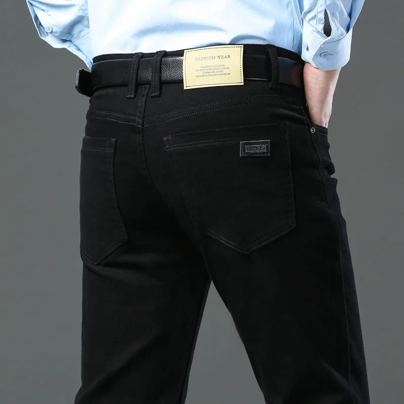 Navy men's classic fit trousers, offering ultimate comfort and style for any occasion. Men's everyday wear.