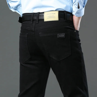 Navy men's classic fit trousers, offering ultimate comfort and style for any occasion. Men's everyday wear.