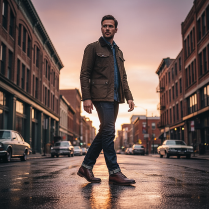 Stylish black men's full-grain leather boots, durable and versatile for any look.
