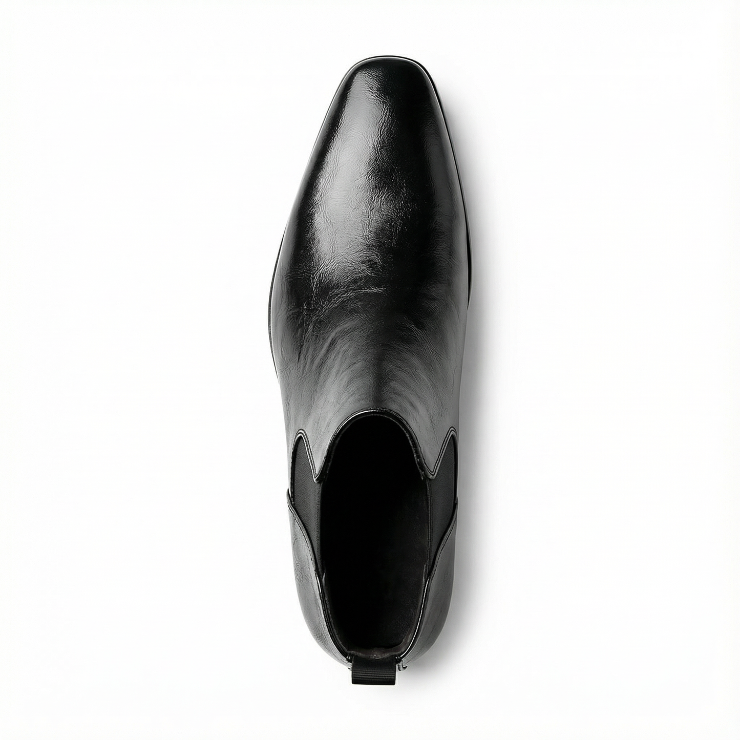 Men's full-grain leather Chelsea boots, elegant slip-on ankle style, perfect for sophisticated casual or dress looks.