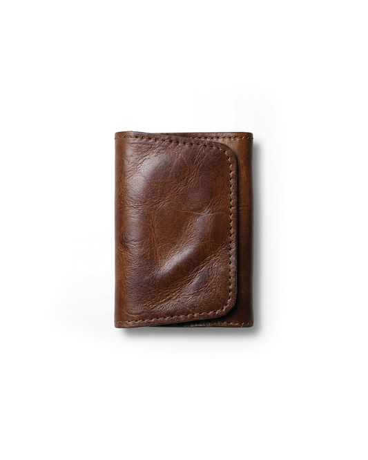 Men's classic full-grain leather trifold wallet, durable cowhide for daily use and style.