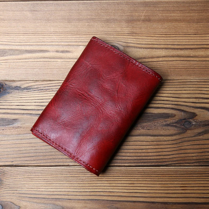 Stylish men's full-grain leather trifold wallet, offering durability, security, and a classic look.