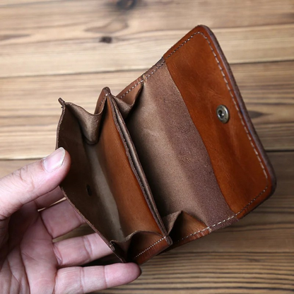 Elegant men's full-grain leather trifold wallet, a durable accessory with classic style for daily use.