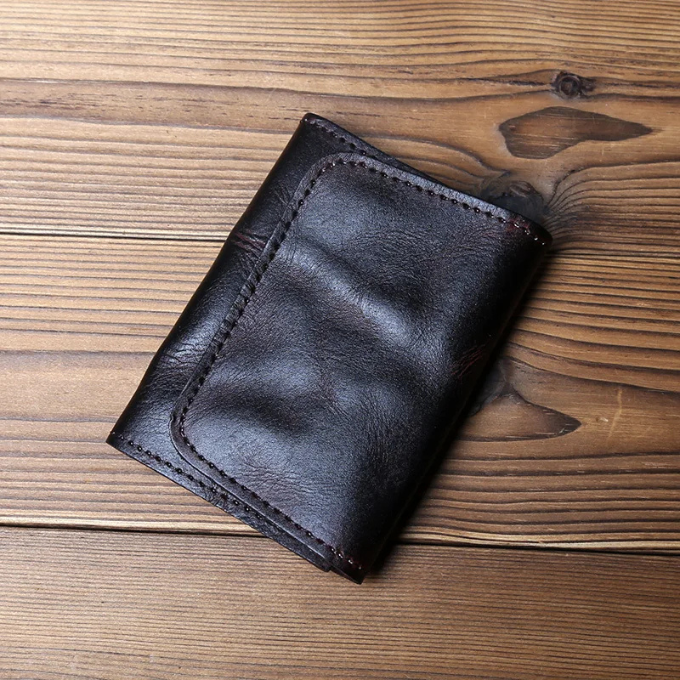 Gift for him: Premium full-grain leather trifold wallet, durable cowhide with a timeless classic style.