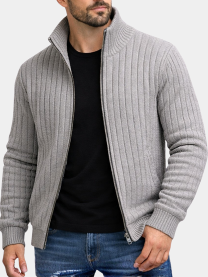 Men's classic full-zip ribbed vest for elegant smart casual layering.