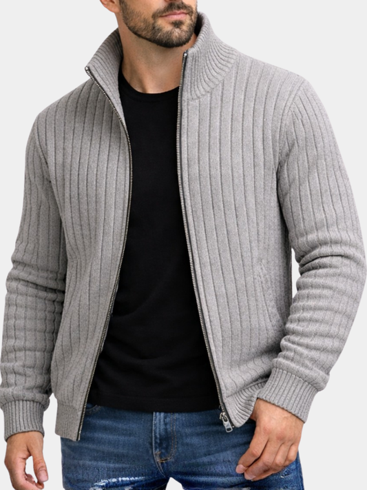 Men's classic full-zip ribbed vest for elegant smart casual layering.