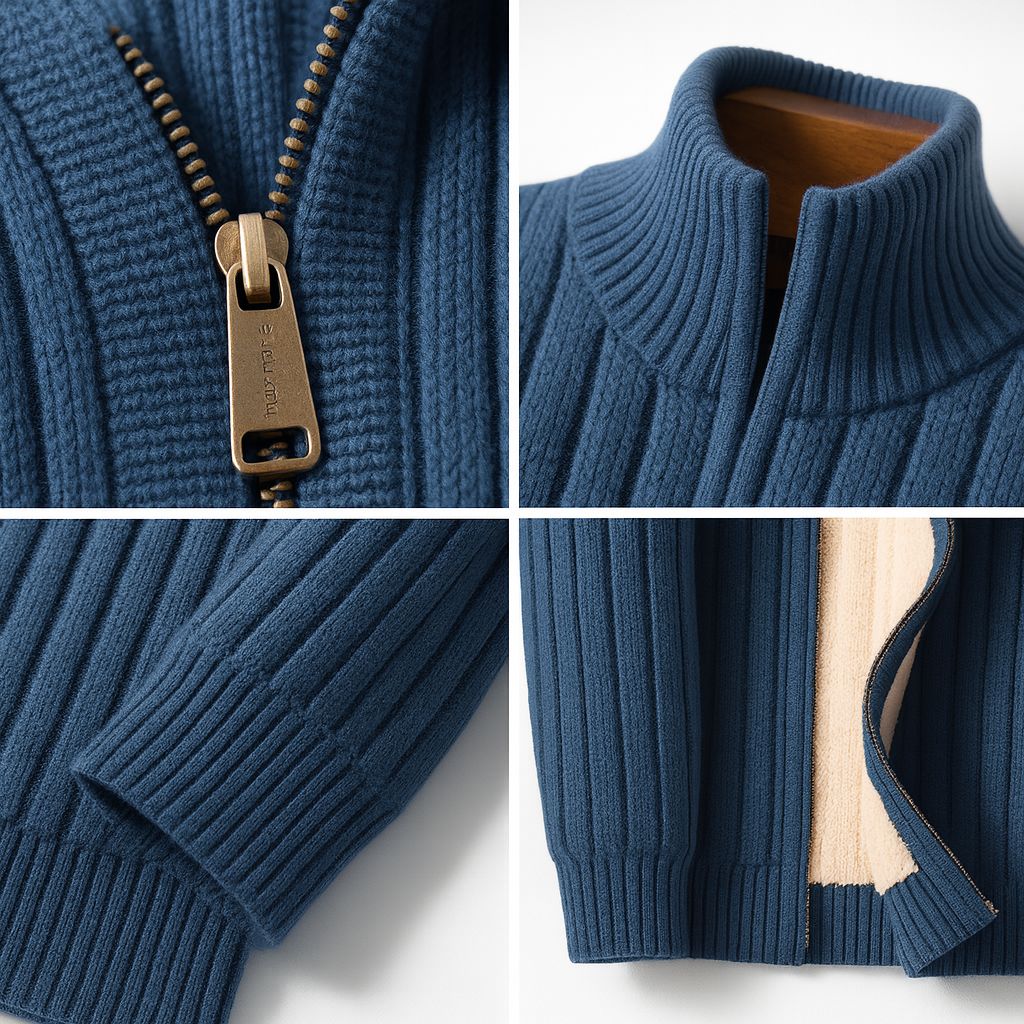 Classic men's elegant full-zip vest, a comfortable sleeveless cardigan for smart casual outfits.