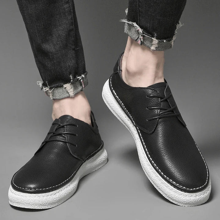 Comfortable men's genuine leather Oxford shoes, classic lace-up design, perfect for dress or daily wear.
