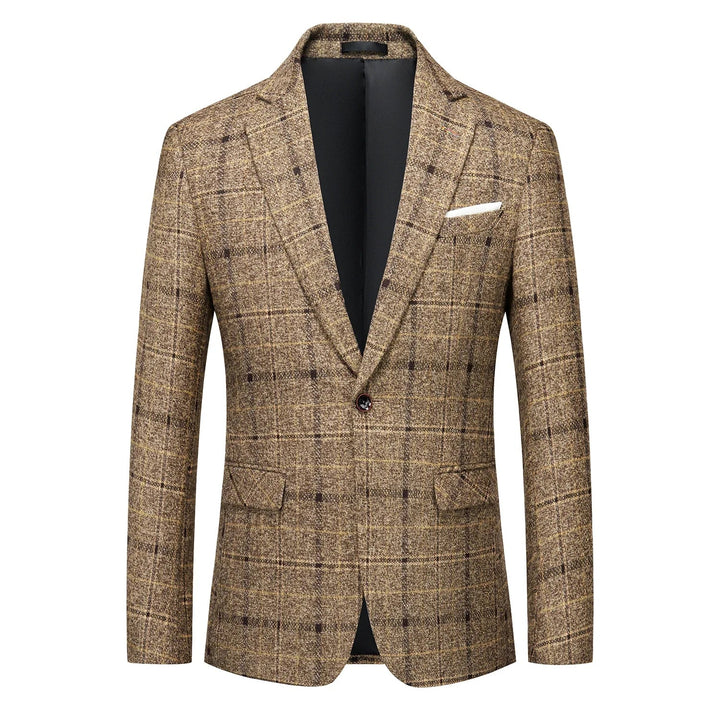 Men's classic Glen Check blazer, structured fit. Ideal for formal business casual and sophisticated men's fashion.