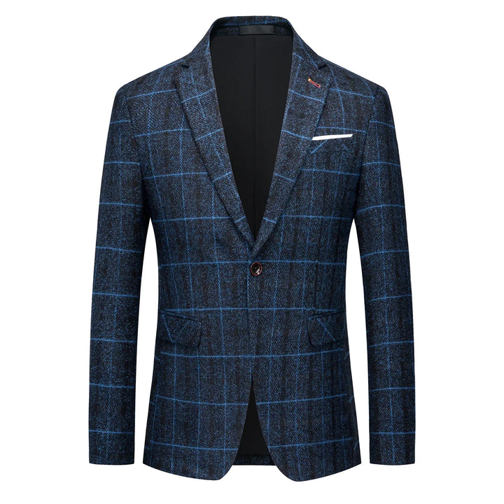 Timeless men's Glen Check blazer, structured fit. A versatile choice for business casual and formal men's fashion.