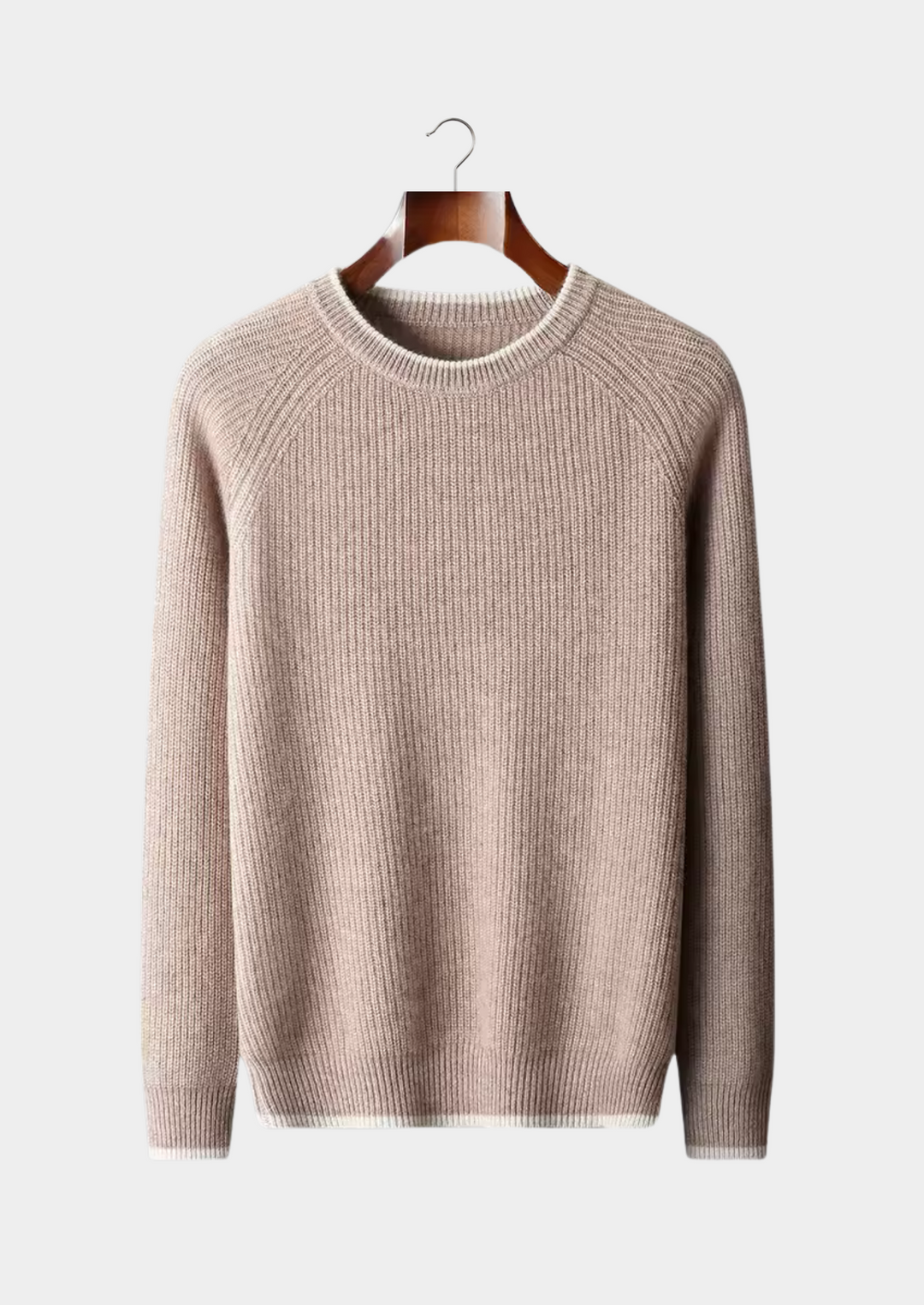 Men's classic grey crew neck knitted sweater. Versatile all-season style for effortless fashion.