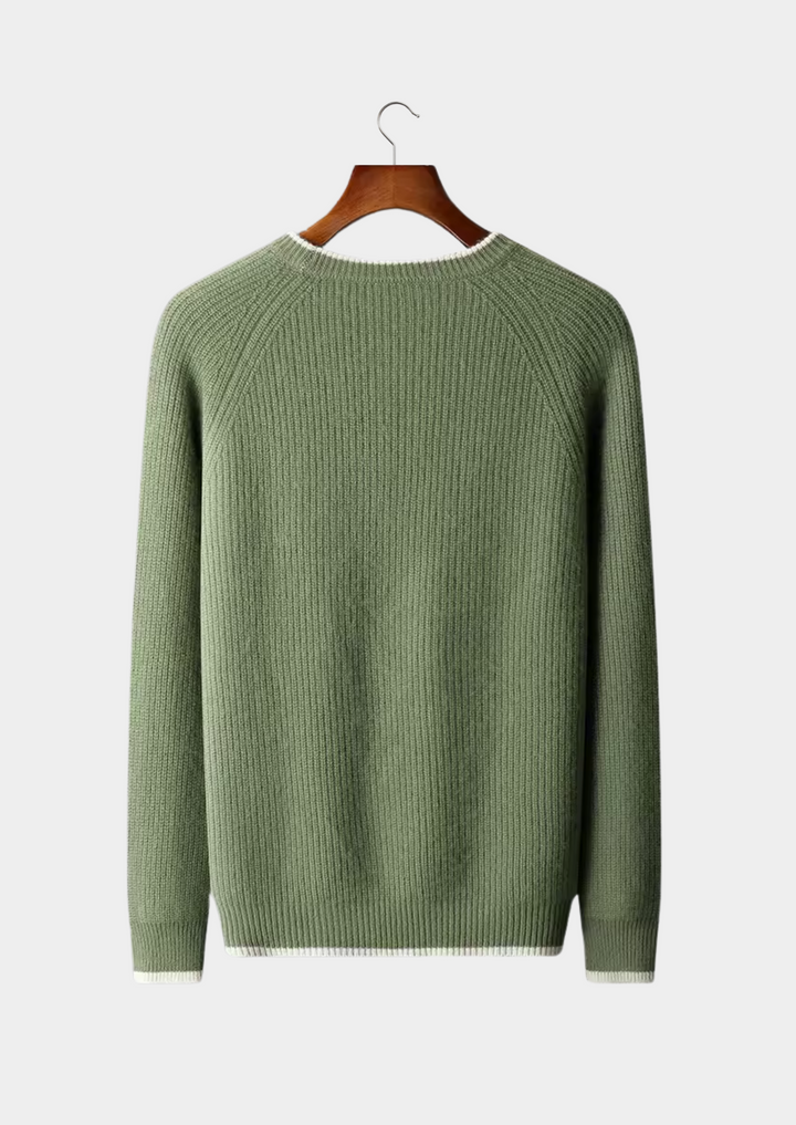 Versatile men's crew neck knitted top, perfect for smart casual spring or fall outfits.