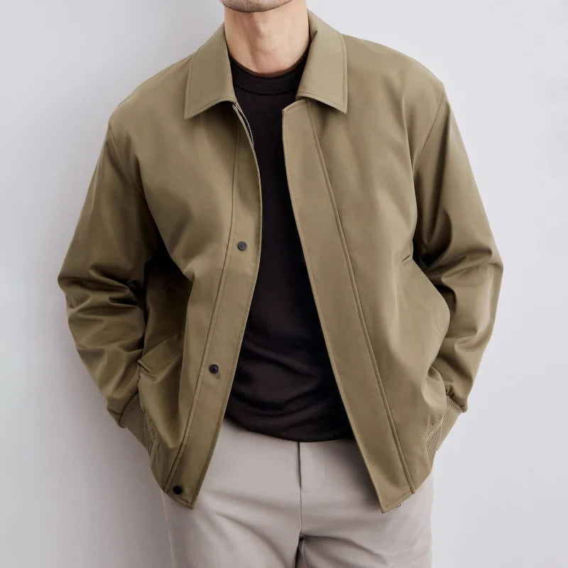 Men's classic Harrington jacket in navy, ideal lightweight casual outerwear for versatile year-round style.