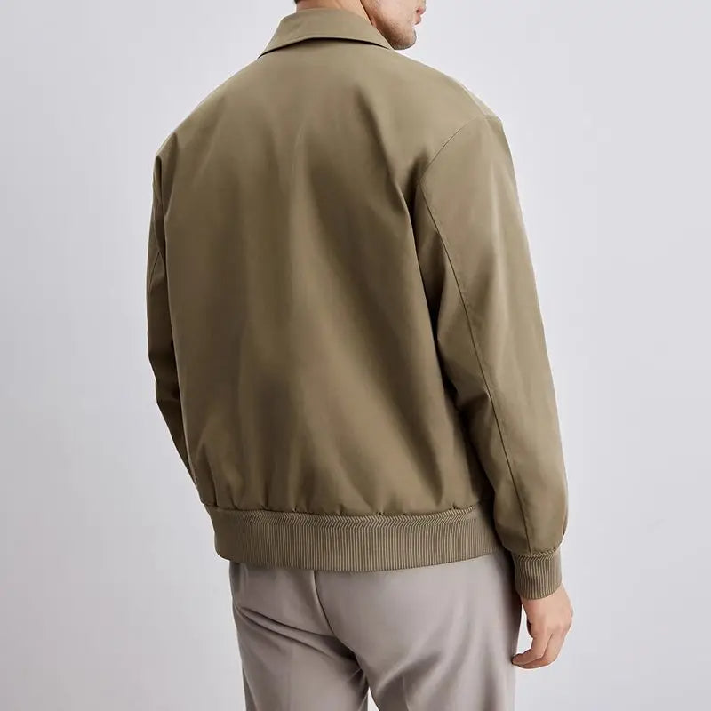 Classic men's Harrington jacket with ribbed details, perfect for a smart casual look or comfortable daily wear.