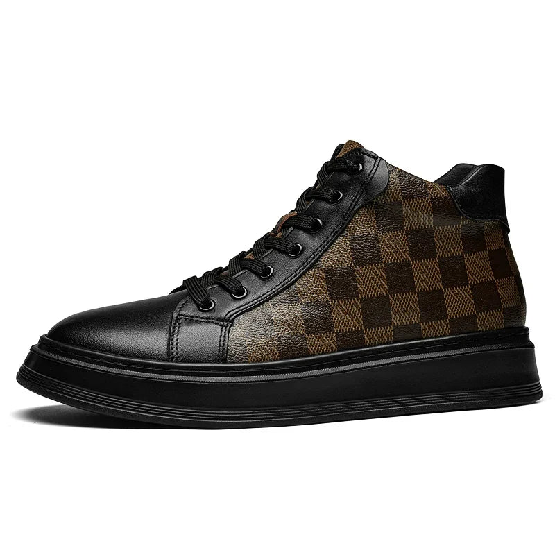 Men's versatile high-top checkered sneakers, combining classic design with comfort for all urban adventures.