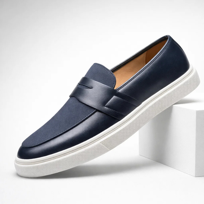 Men's classic Italian leather penny loafers for comfortable everyday style and versatile wear.