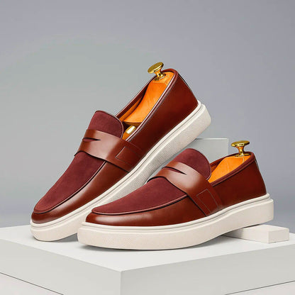 Comfortable men's Italian penny loafers for effortless slip-on wear, ideal for daily use.