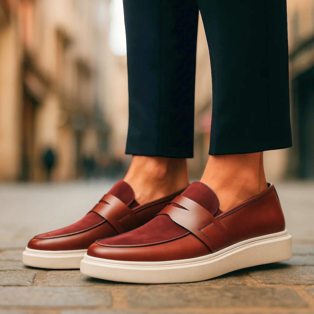 Versatile men's Italian penny loafers, blending classic dress shoe aesthetics with casual comfort.