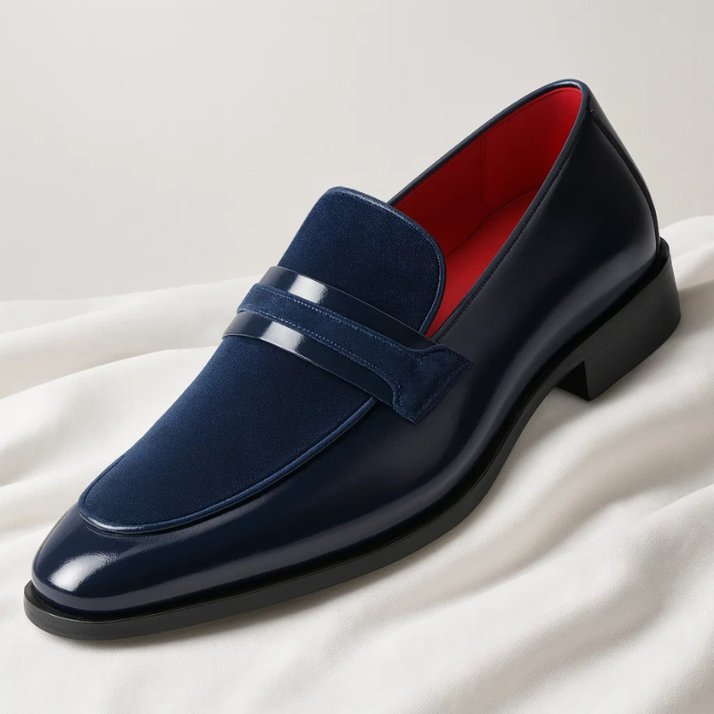 Men's classic Italian leather penny loafers, perfect for sophisticated business casual or formal wear.