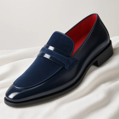 Men's classic Italian leather penny loafers, perfect for sophisticated business casual or formal wear.