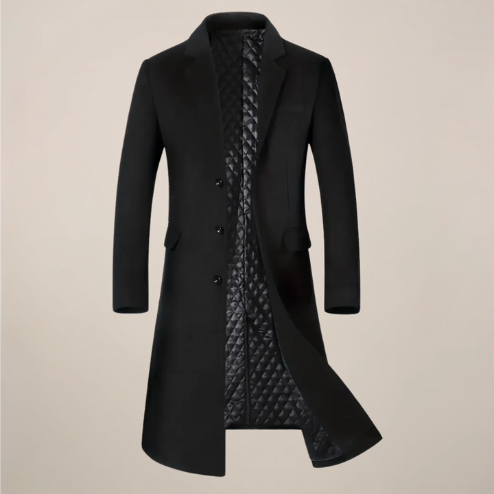 Versatile men's classic long overcoat for autumn and winter, featuring a stylish lapel and a comfortable, tailored fit.