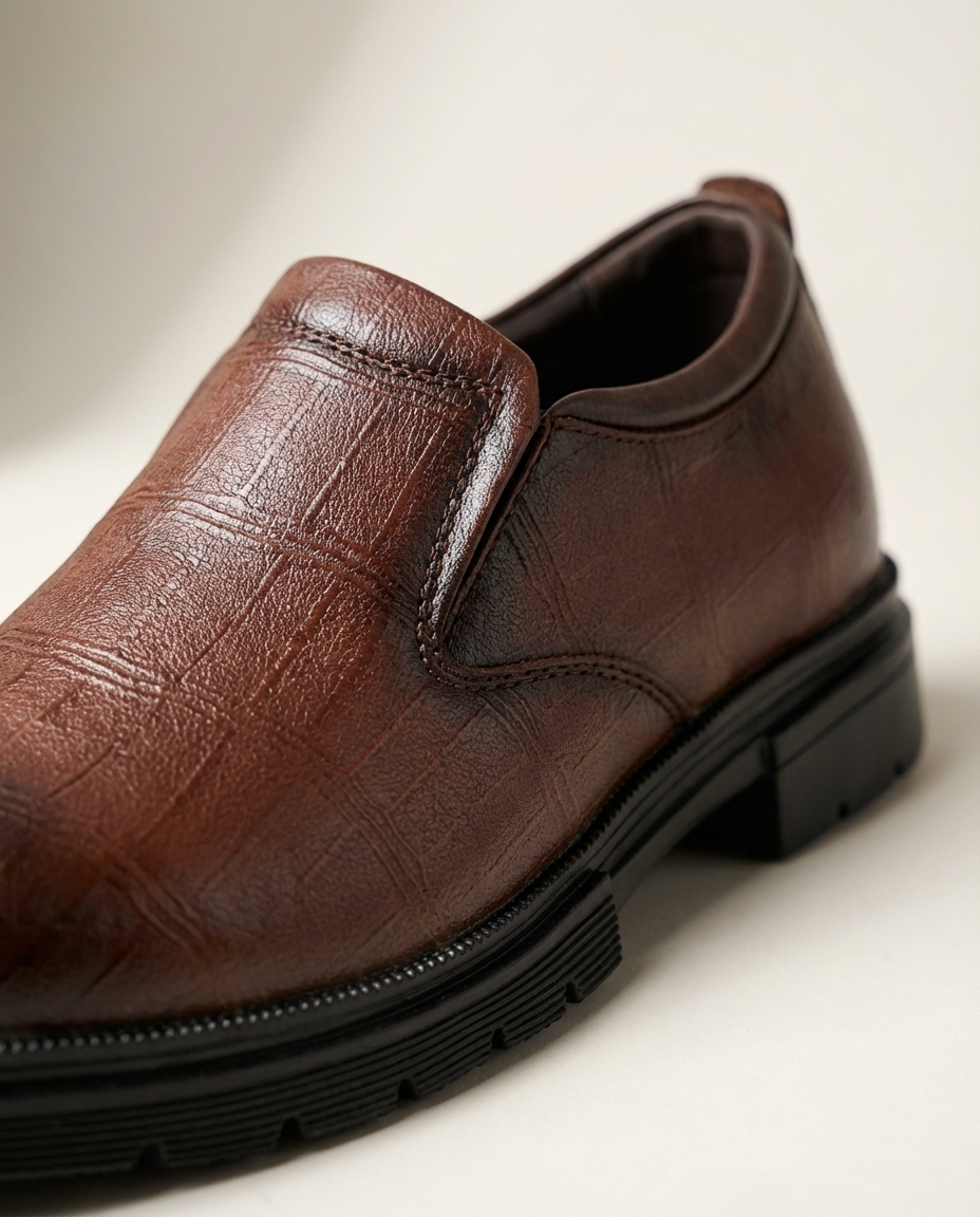 Timeless men's dress loafers in premium leather. Comfortable slip-on shoes for office & casual events. Durable everyday footwear.