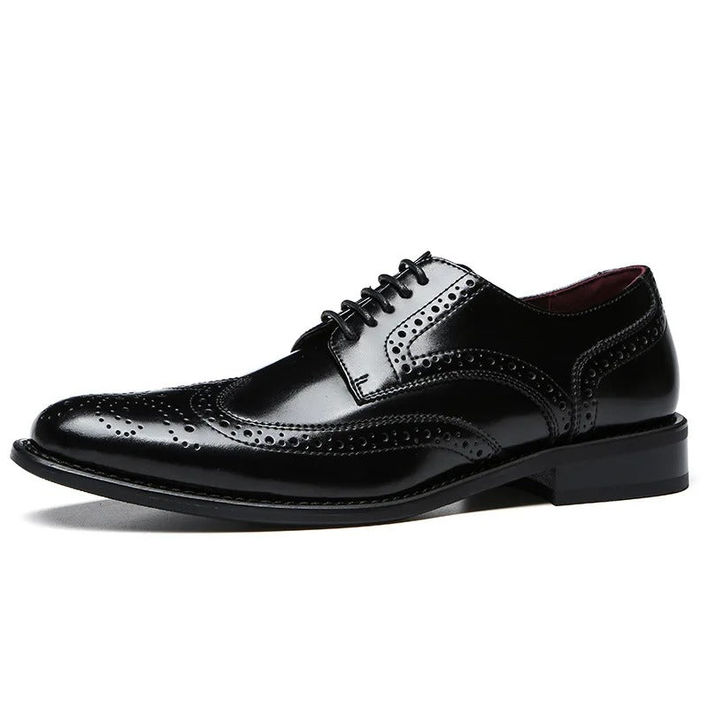 Durable sole of men's leather Oxford brogues, offering comfort and grip for classic dress shoes.