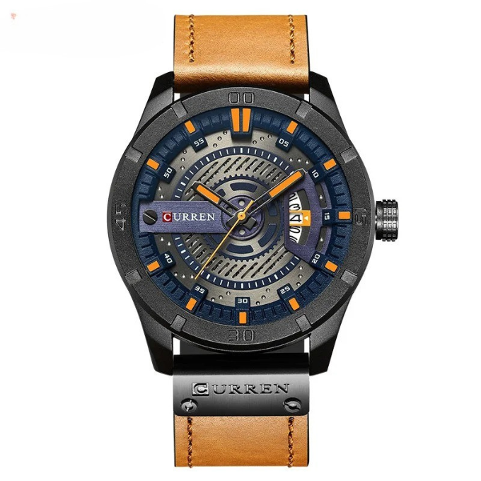 Simple yet elegant men's classic watch. Genuine leather strap, durable design. A refined accessory for daily wear.