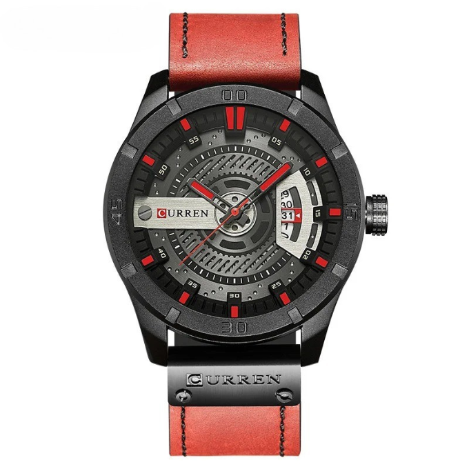 Sophisticated men's leather watch. Classic style with a genuine leather strap and reliable quartz movement. Durable timepiece.