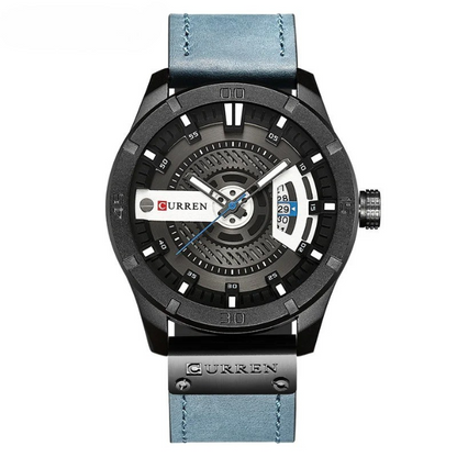 Men's classic watch with a comfortable leather strap. Reliable quartz movement for accurate timekeeping. Elegant accessory.