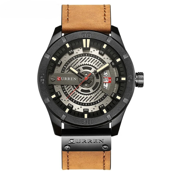Stylish men's classic leather watch. A durable, elegant quartz timepiece, perfect for both casual and formal wear.