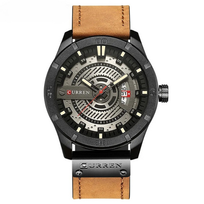 Stylish men's classic leather watch. A durable, elegant quartz timepiece, perfect for both casual and formal wear.