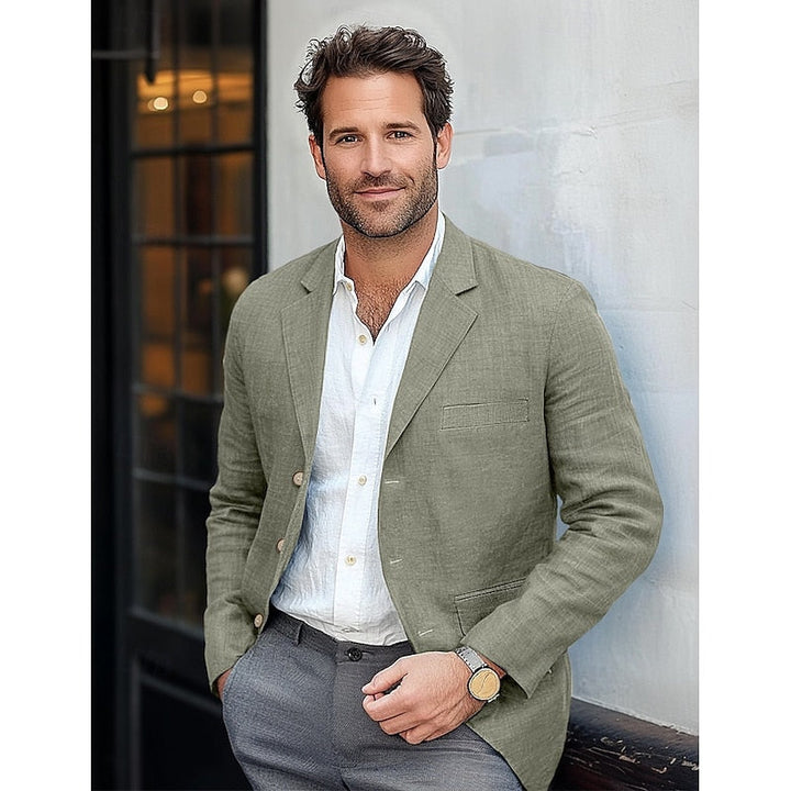 Tailored men's lightweight blazer, offering comfort and smart casual elegance for business or everyday wear.