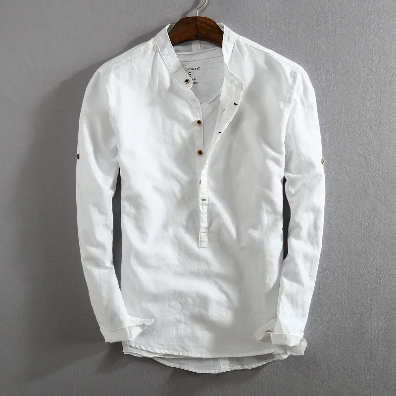 Stylish men's button-up collared shirt, ideal for smart casual looks and versatile men's fashion.