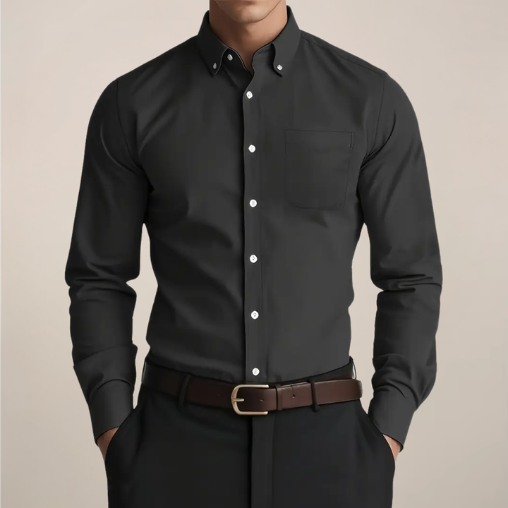 Sophisticated men's long sleeve button-up, ideal for office wear, business casual, or formal occasions.