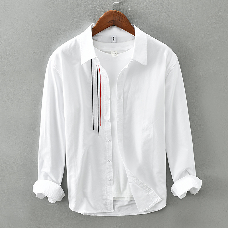 Men's classic long-sleeve casual shirt, perfect for everyday comfort & versatile styling in spring or fall.