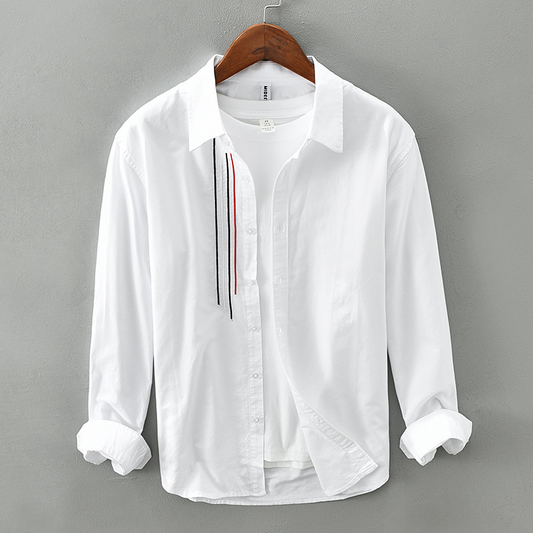 Men's classic long-sleeve casual shirt, perfect for everyday comfort & versatile styling in spring or fall.