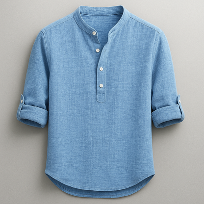 Men's classic long-sleeve henley shirt in a comfortable tailored fit, perfect for everyday casual wear.