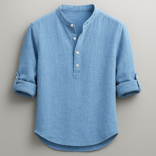 Men's classic long-sleeve henley shirt in a comfortable tailored fit, perfect for everyday casual wear.