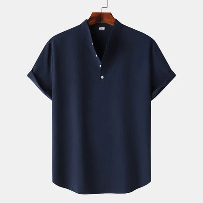 Soft men's casual Henley shirt, an essential long-sleeve top for comfortable everyday wear and classic style.