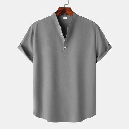 Versatile men's Henley shirt featuring a stylish button placket, ideal for smart casual and everyday comfort.