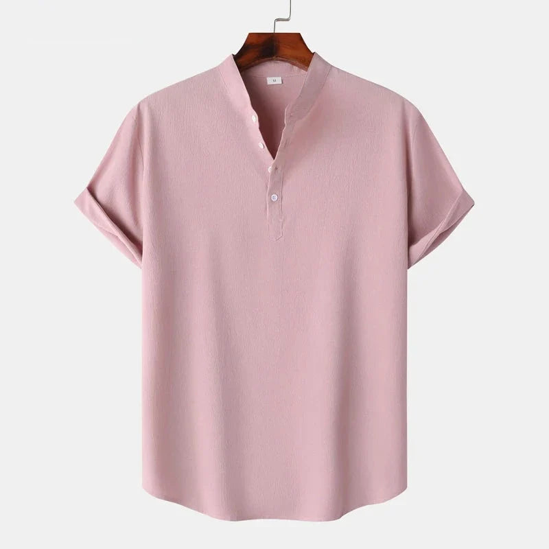 Essential men's long-sleeve Henley shirt, offering ultimate comfort and classic style for modern casual fashion.