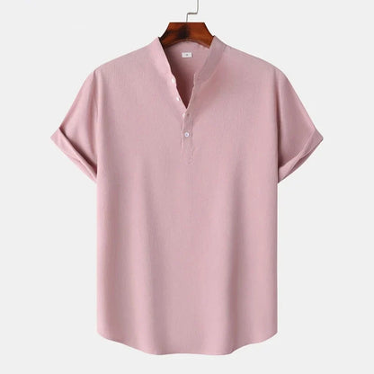 Essential men's long-sleeve Henley shirt, offering ultimate comfort and classic style for modern casual fashion.