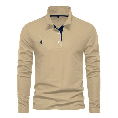 Classic men's long sleeve polo shirt. Timeless men's fashion, perfect for versatile daily & refined casual wear.