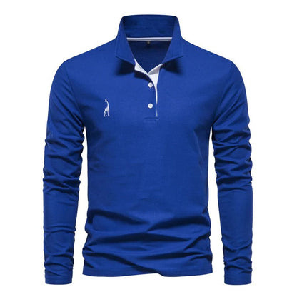 Versatile men's long sleeve polo, perfect for smart casual, business casual, or everyday refined style.