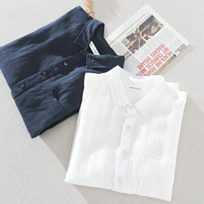 Men's classic popover shirt, a timeless long-sleeve casual top for versatile smart casual and everyday wear.