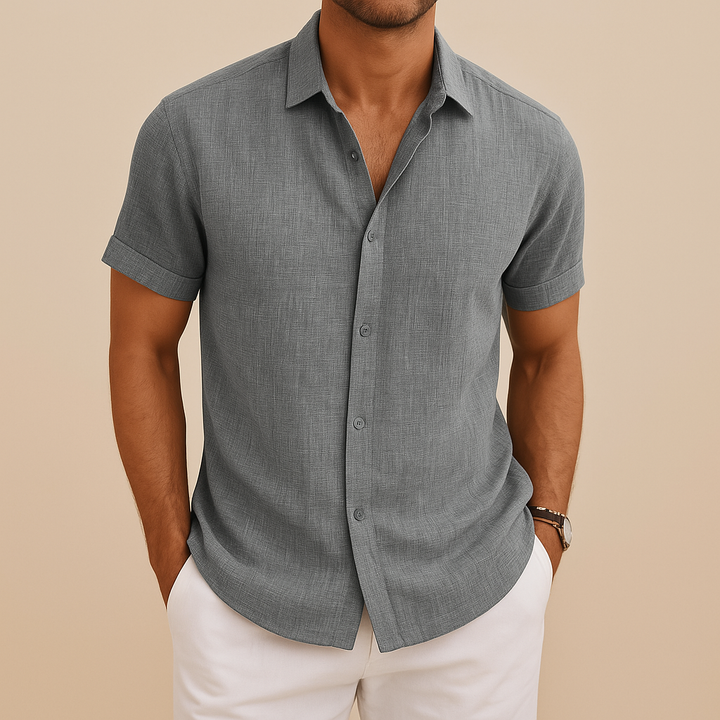 Versatile men's long sleeve button-up shirt, ideal for casual and smart casual men's fashion.