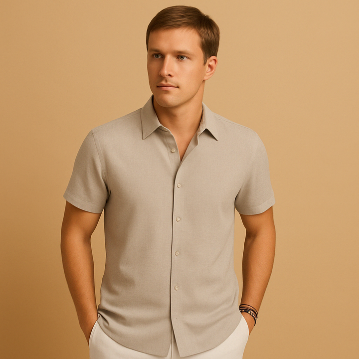 Men's classic long sleeve button-up shirt, tailored fit for versatile and comfortable everyday fashion.